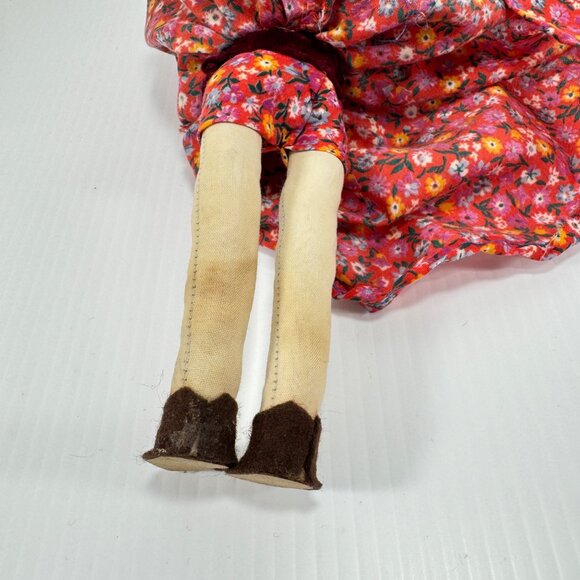 Vintage Fabric Cloth Doll Holding Lamb Southwest Decor Handmade Folk Art - Picture 9 of 11